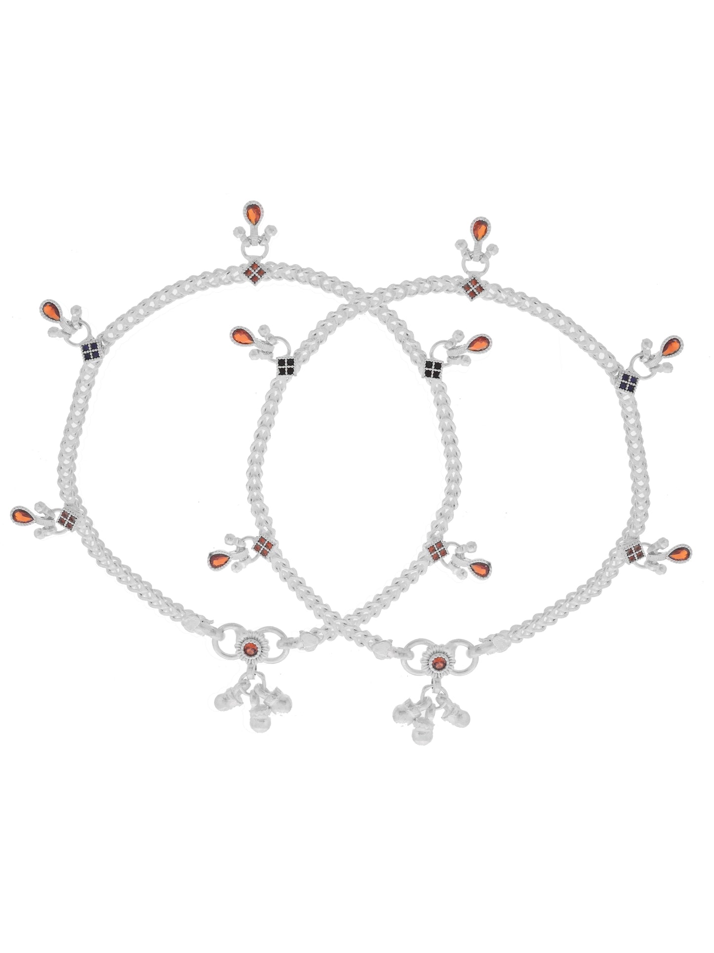 Charm Anklet for Women | Multicolor Stone Payal | Traditional Ethnic Foot Jewellery