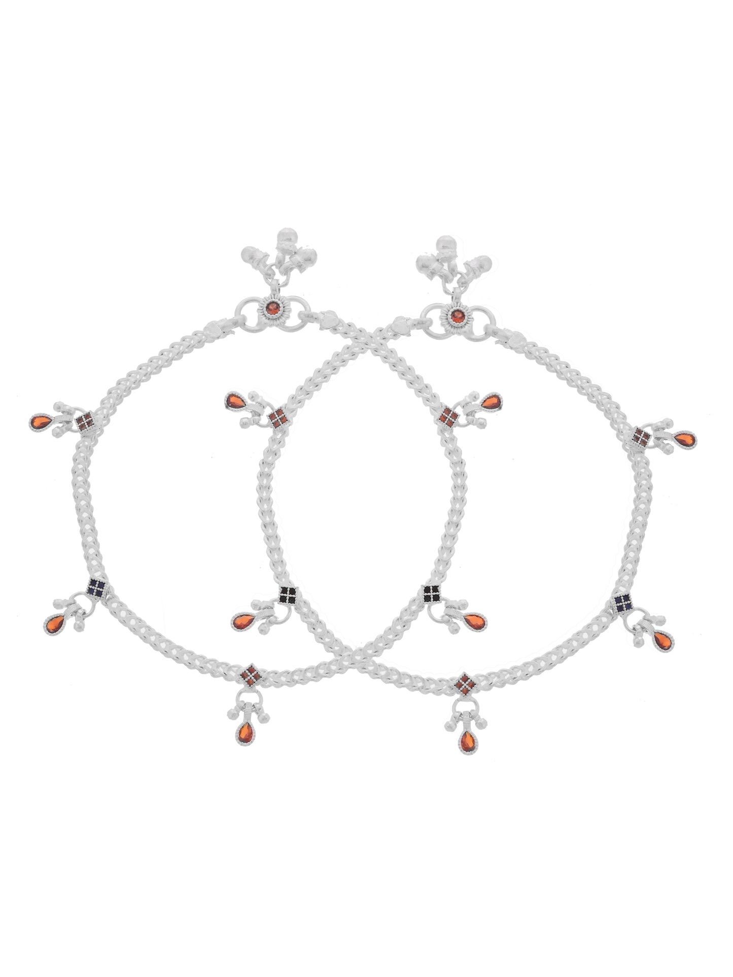 Charm Anklet for Women | Multicolor Stone Payal | Traditional Ethnic Foot Jewellery