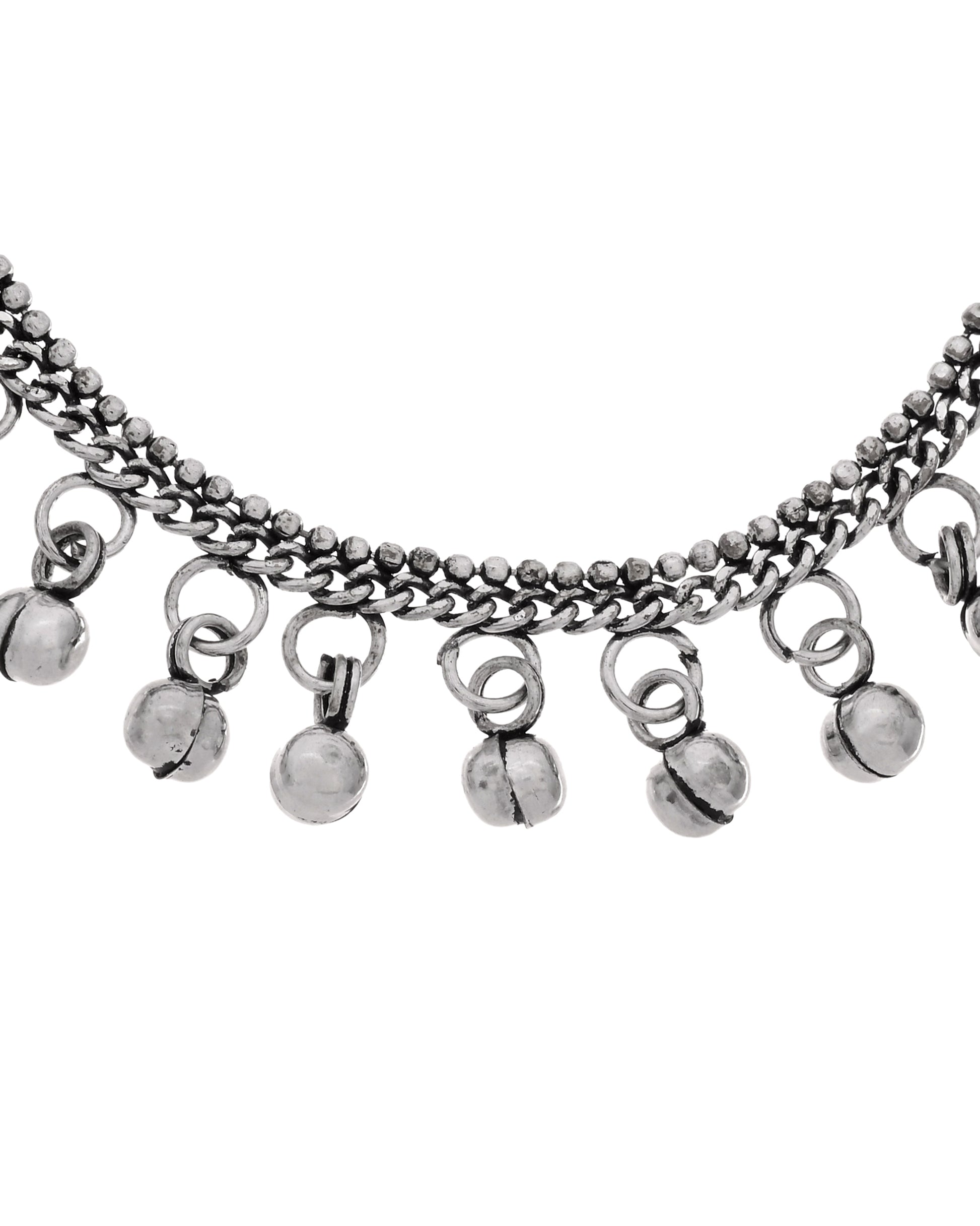 Oxidised Silver Plated Ghungroo Anklet for Women & Girls | Traditional Boho Payal Pair