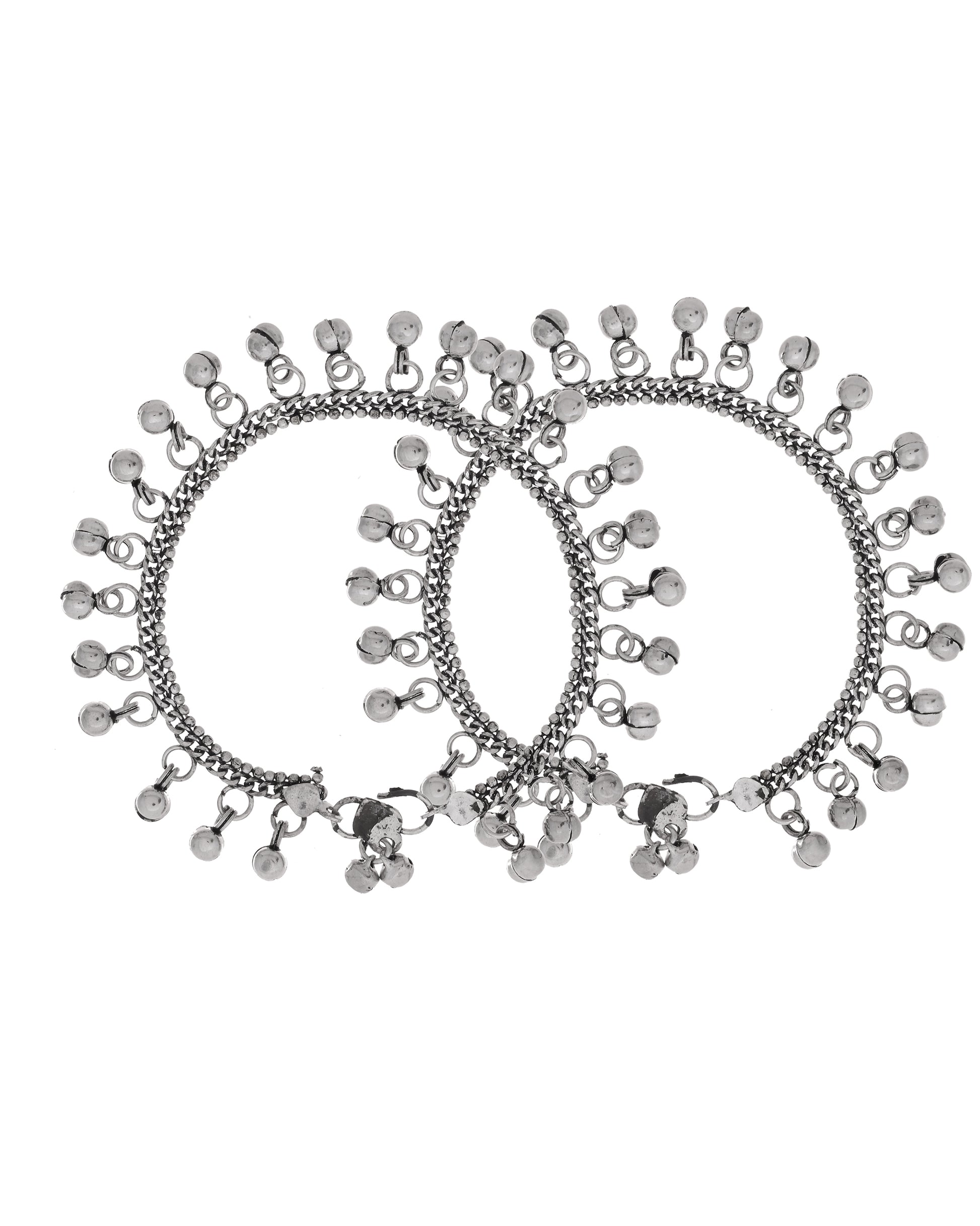 Oxidised Silver Plated Ghungroo Anklet for Women & Girls | Traditional Boho Payal Pair