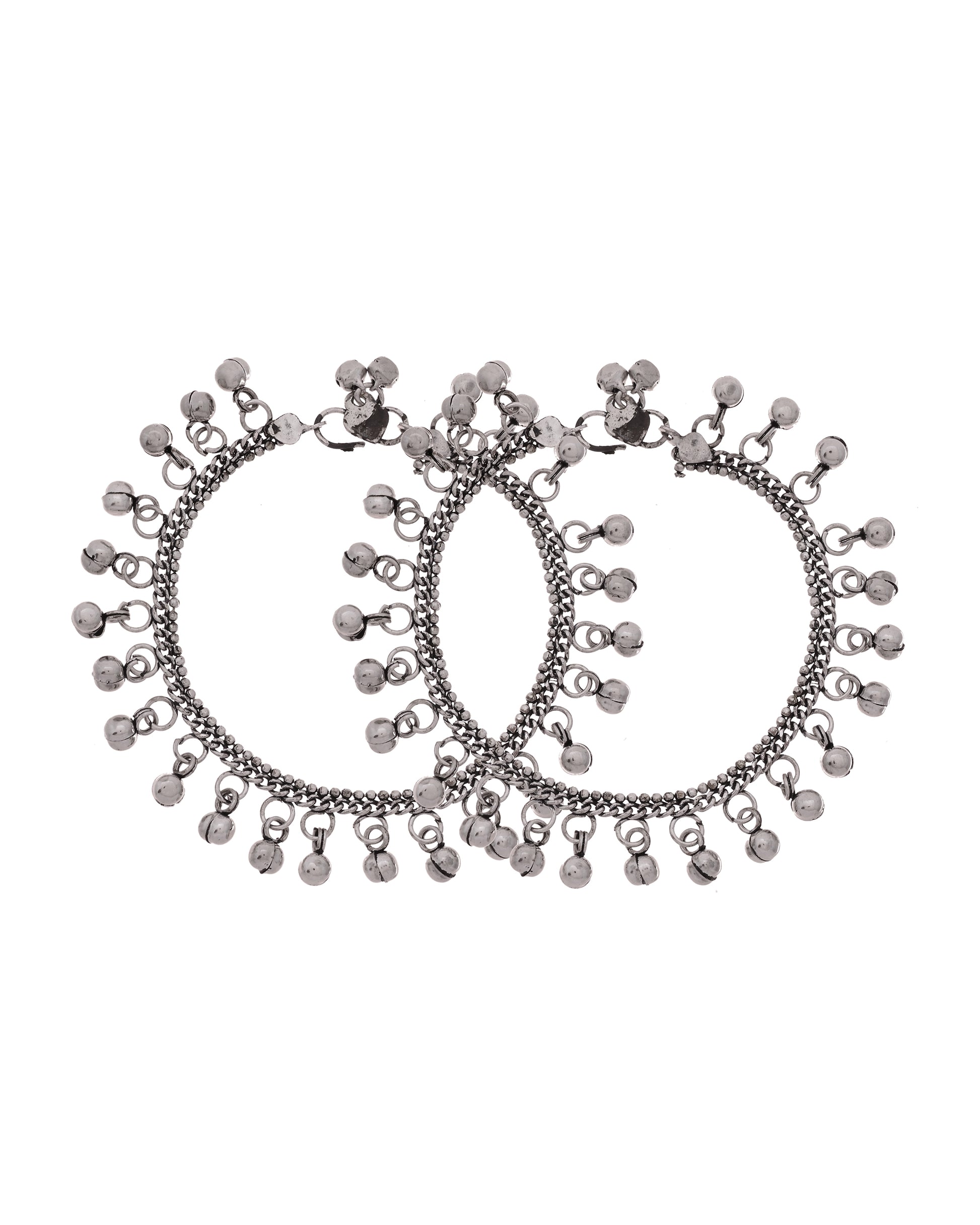 Oxidised Silver Plated Ghungroo Anklet for Women & Girls | Traditional Boho Payal Pair