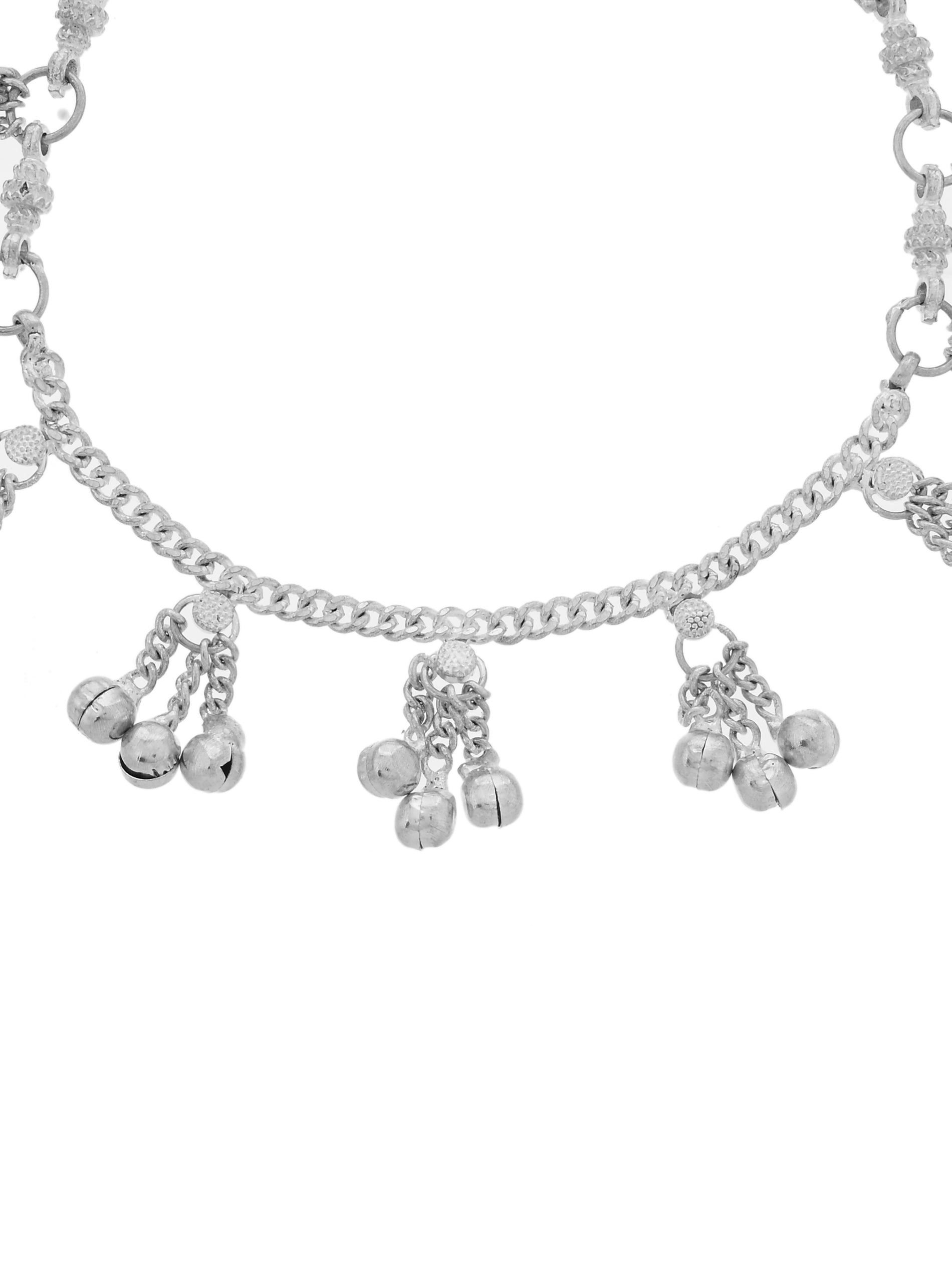 Ghungroo Anklet for Women & Girls with Maroon Crystal Charms | Adjustable Traditional Payal