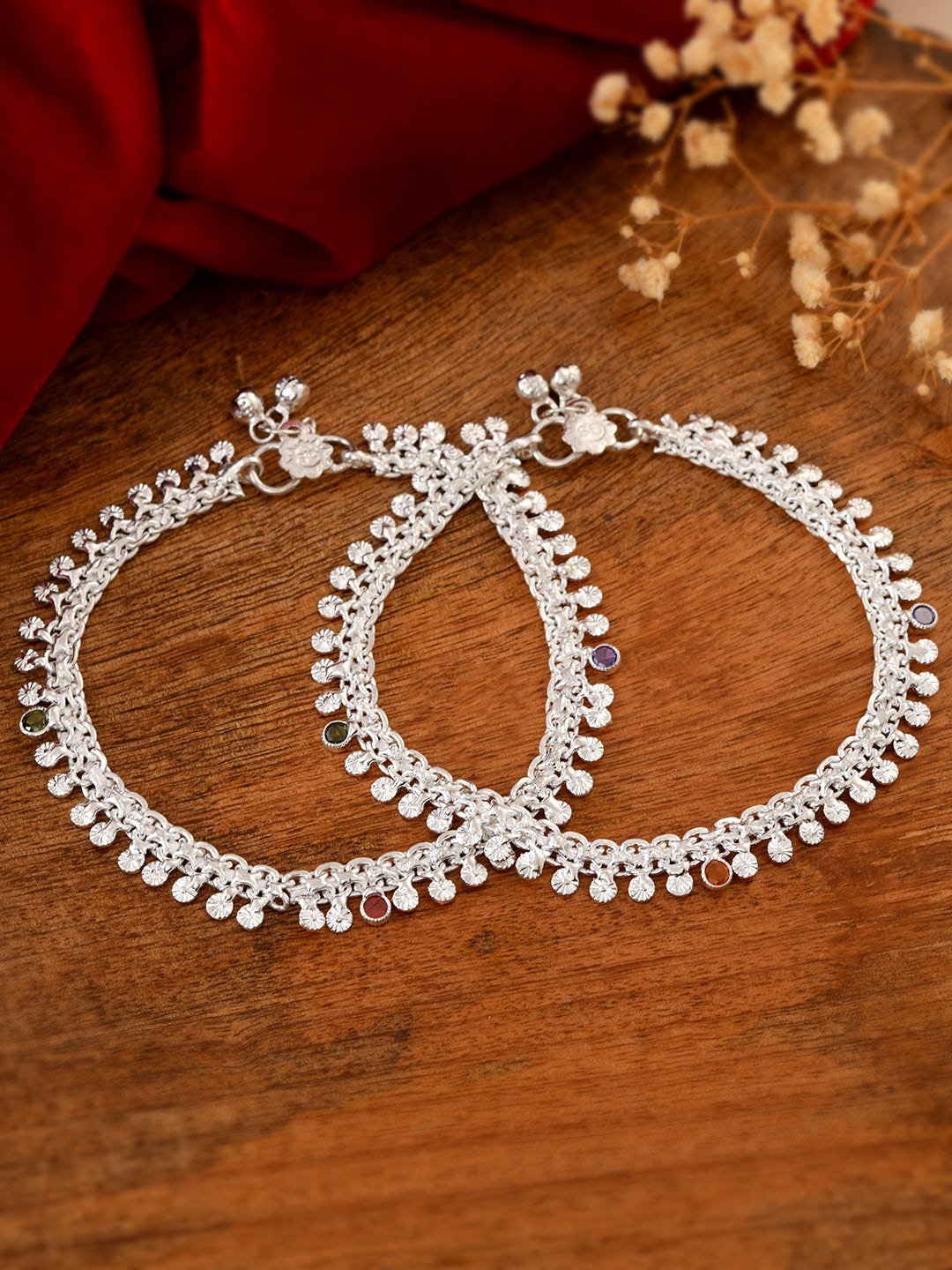 Traditional Anklet for Women & Girls with Multicolor Stone Accents
