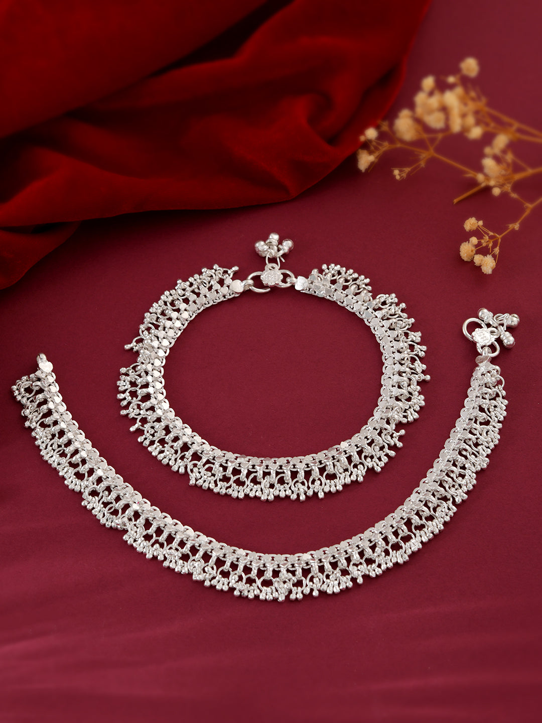 Silver-Plated Traditional Ghungroo Anklet for Women | Ethnic Payal Design