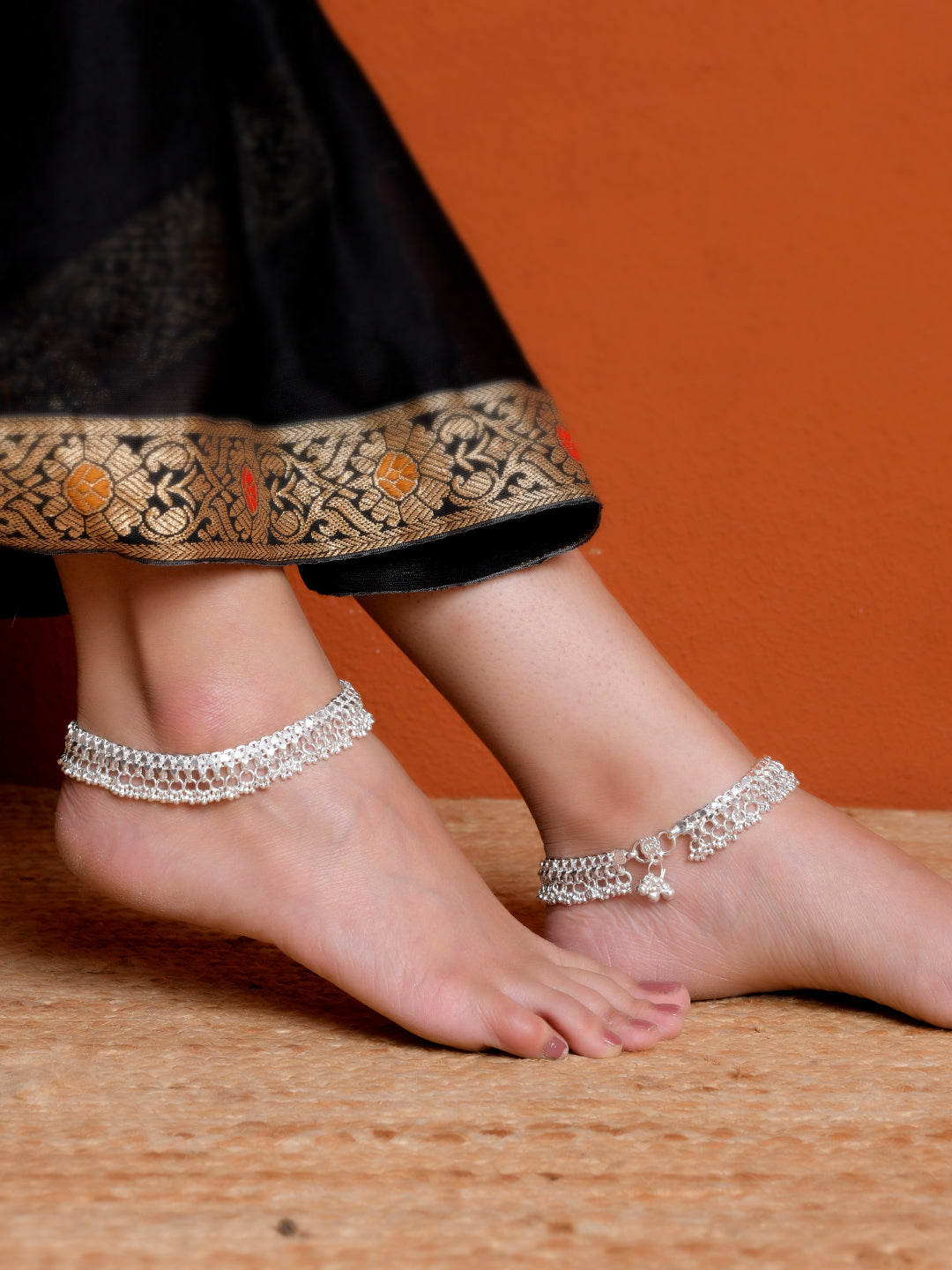 Silver-Plated Traditional Ghungroo Anklet for Women | Ethnic Payal Design