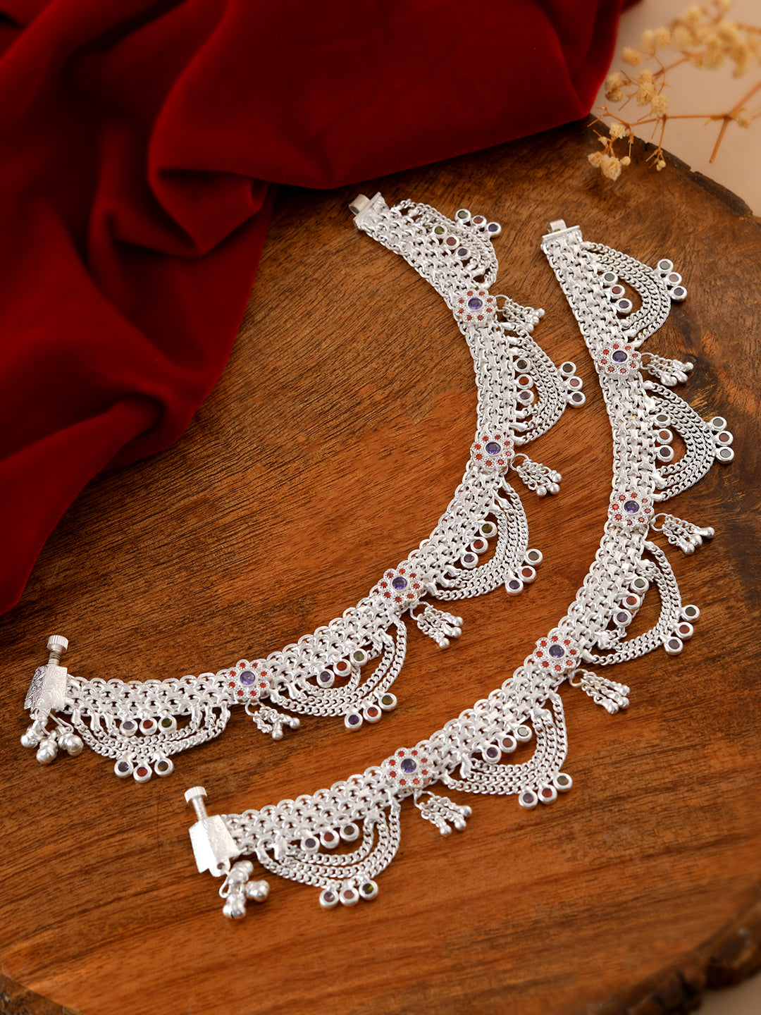 Traditional Tribal Anklet for Women | Multicolor Stone Ethnic Payal | Boho Foot Jewellery