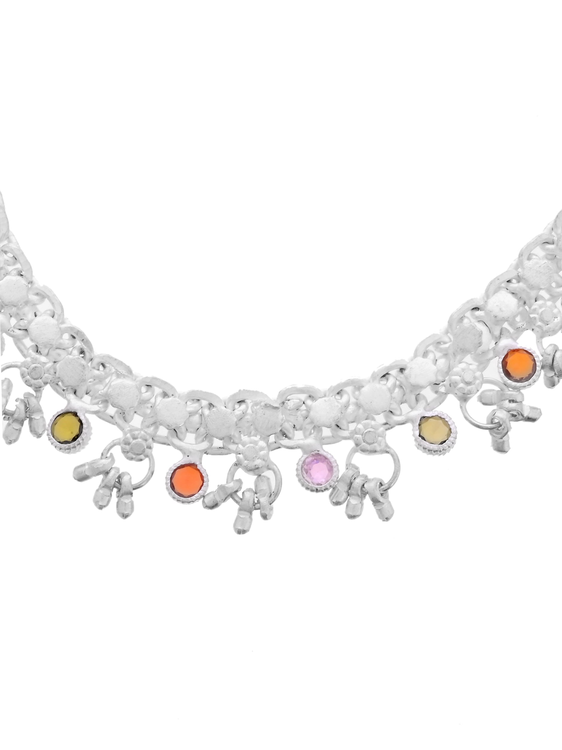 Multicolor Stone & Ghungroo Anklet for Women and Girls | Traditional Ethnic Payal