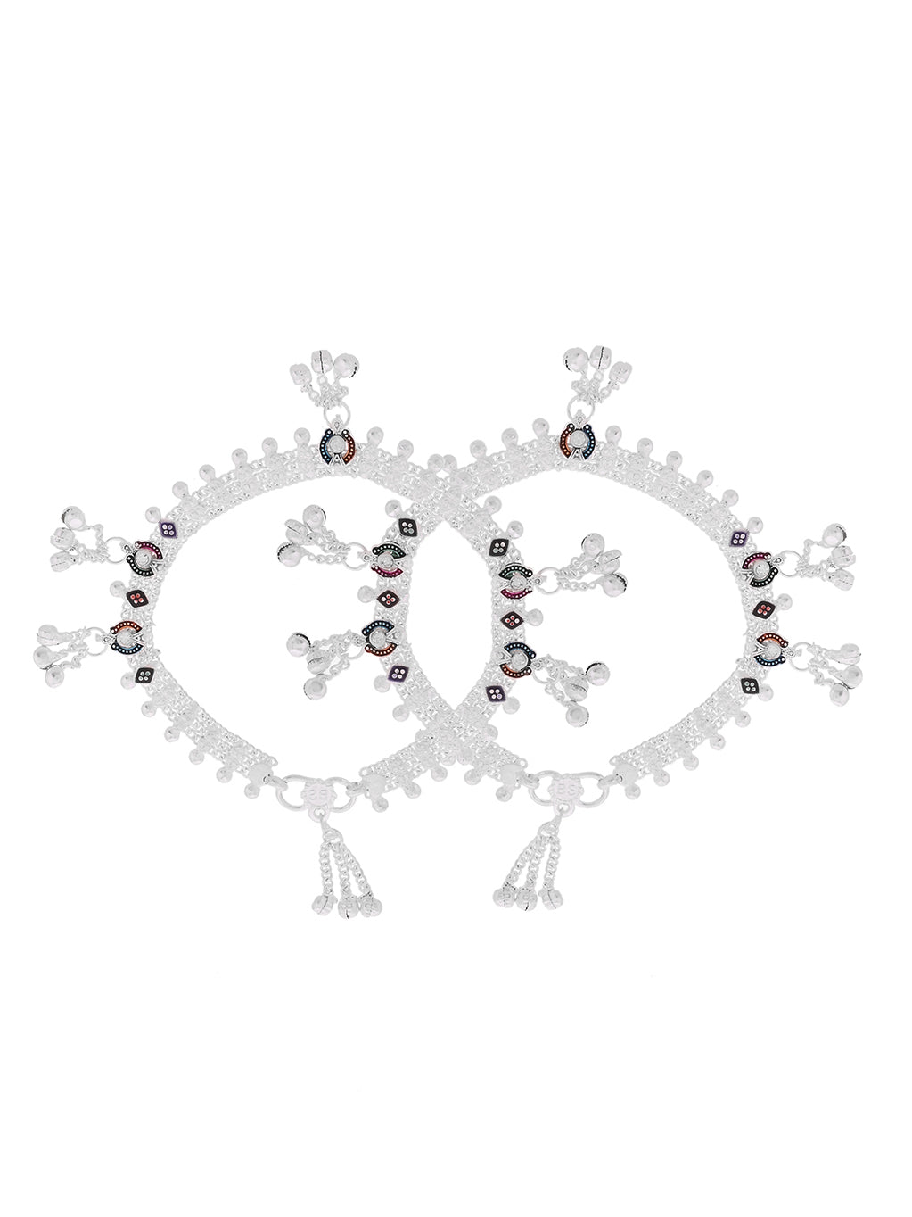 Tribal Anklet for Women | Multicolor Enamel Charm Payal | Traditional Ethnic Foot Jewellery