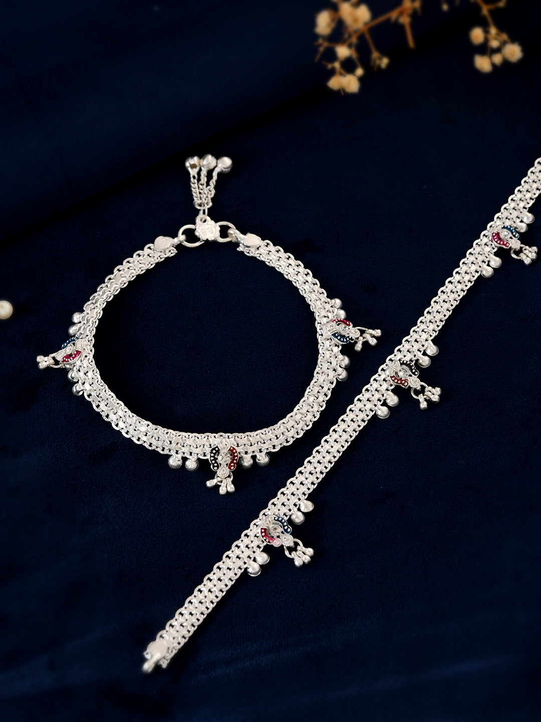 Tribal Anklet for Women | Multicolor Enamel Charm Payal | Traditional Ethnic Foot Jewellery