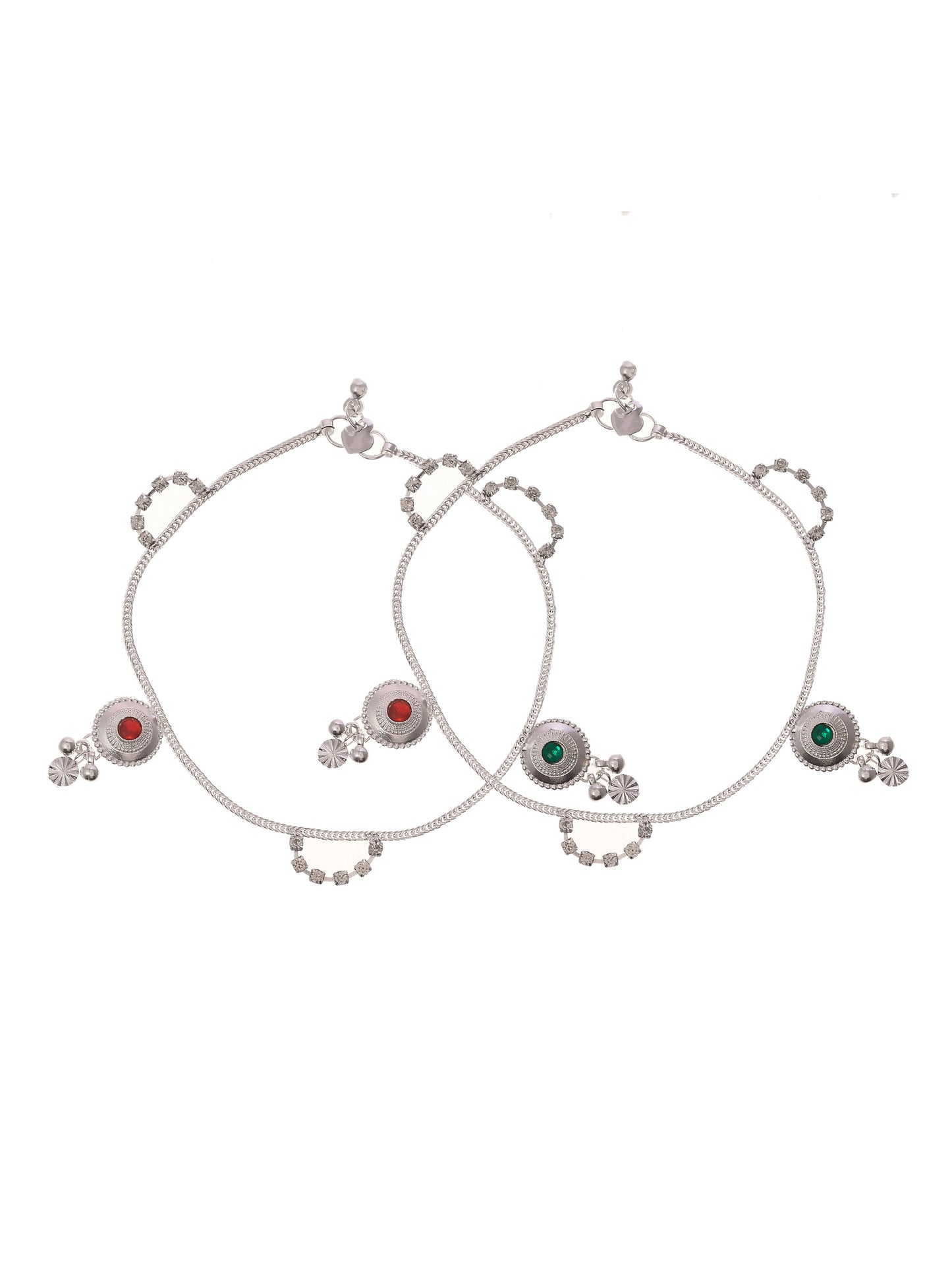 Silver Anklets with stones traditional payal for women.