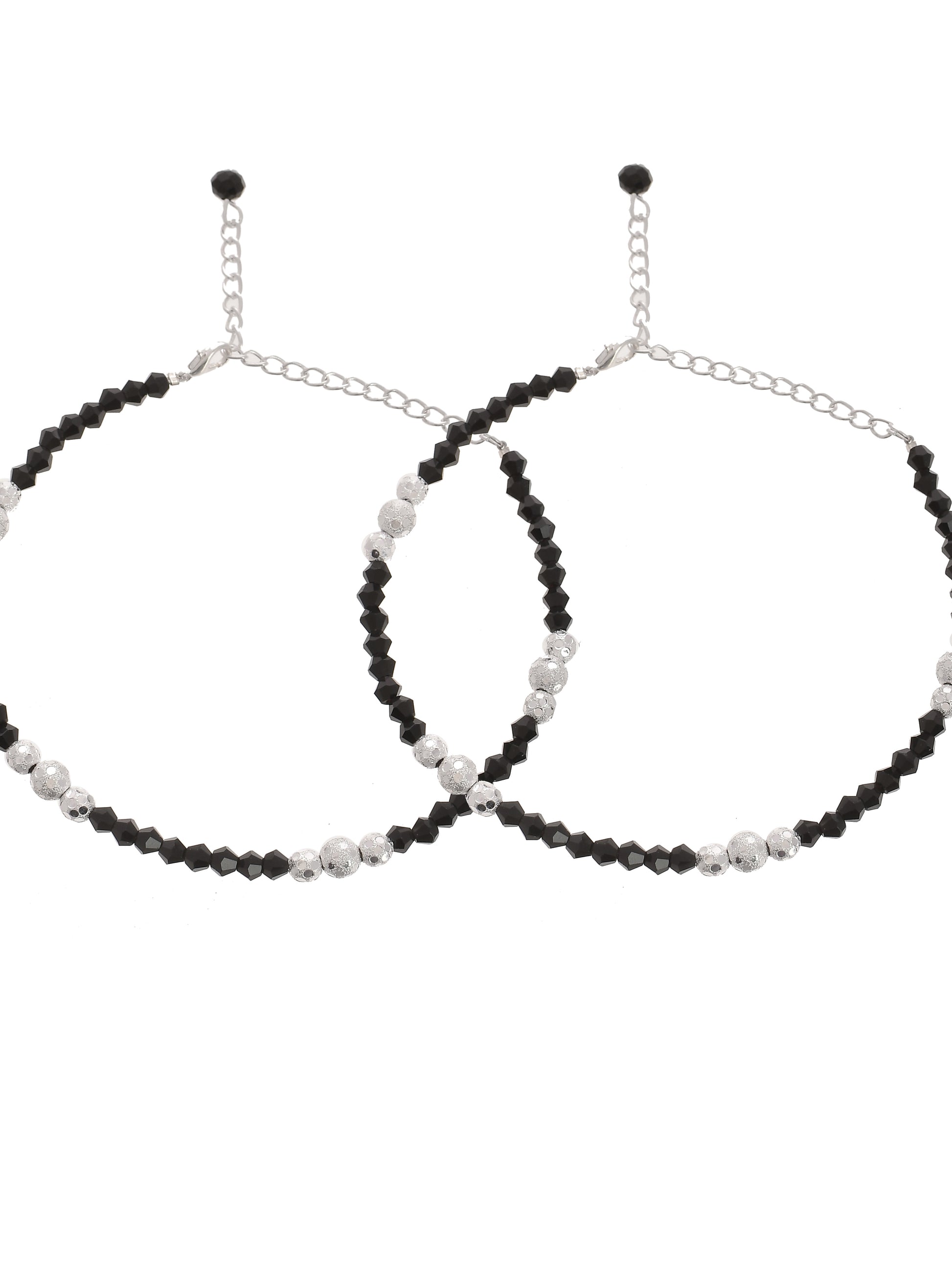 Black Faceted Beads Western Anklet