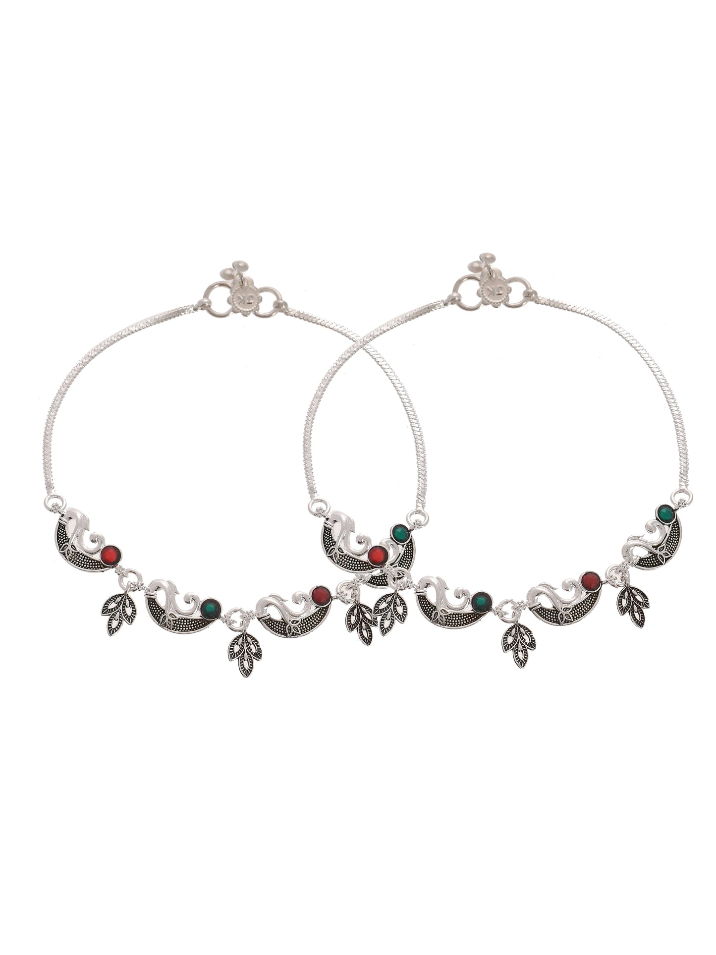 Set of 2 Silver Plated Handcrafted Anklet for Women