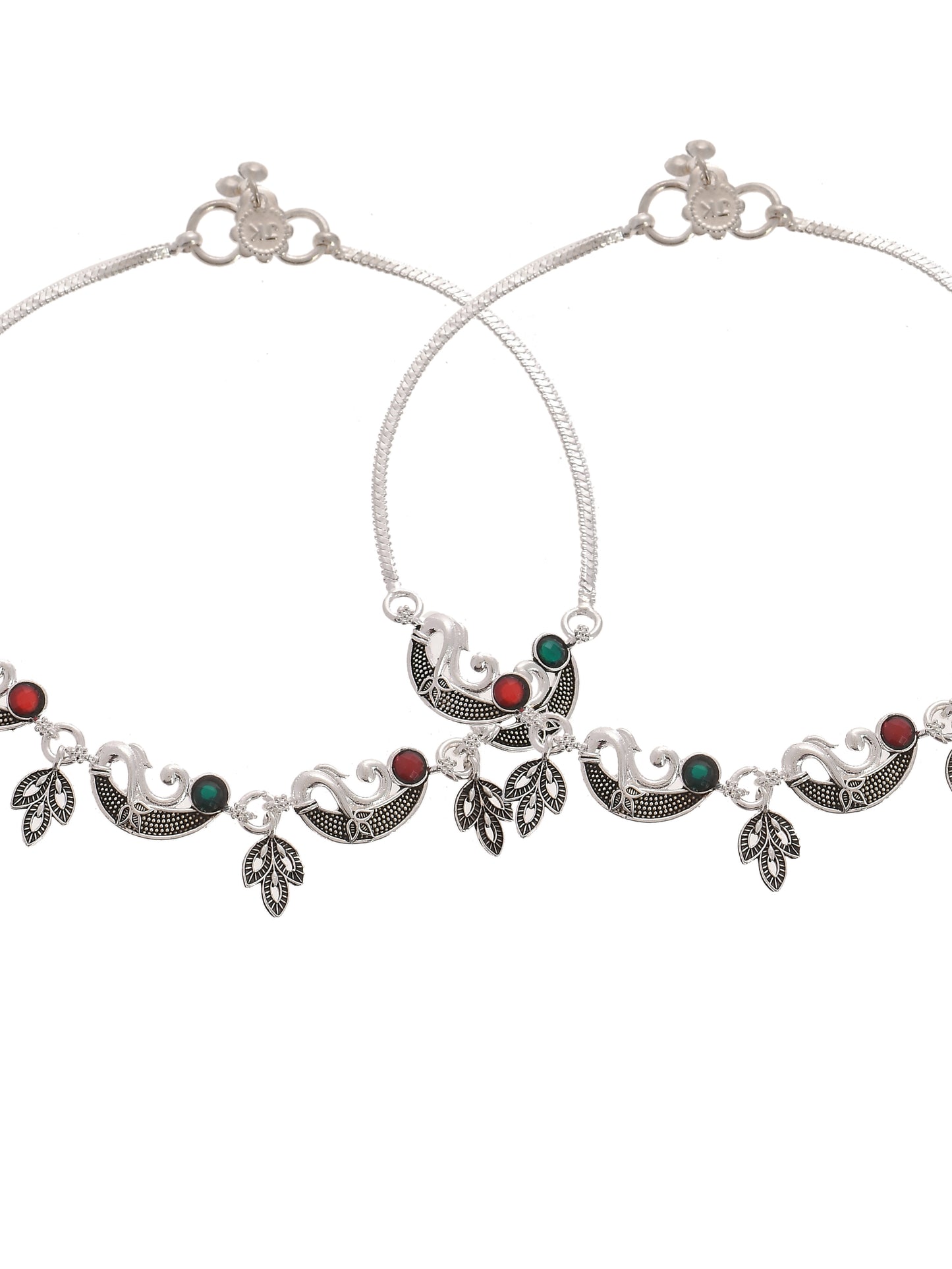 Set of 2 Silver Plated Handcrafted Anklet for Women
