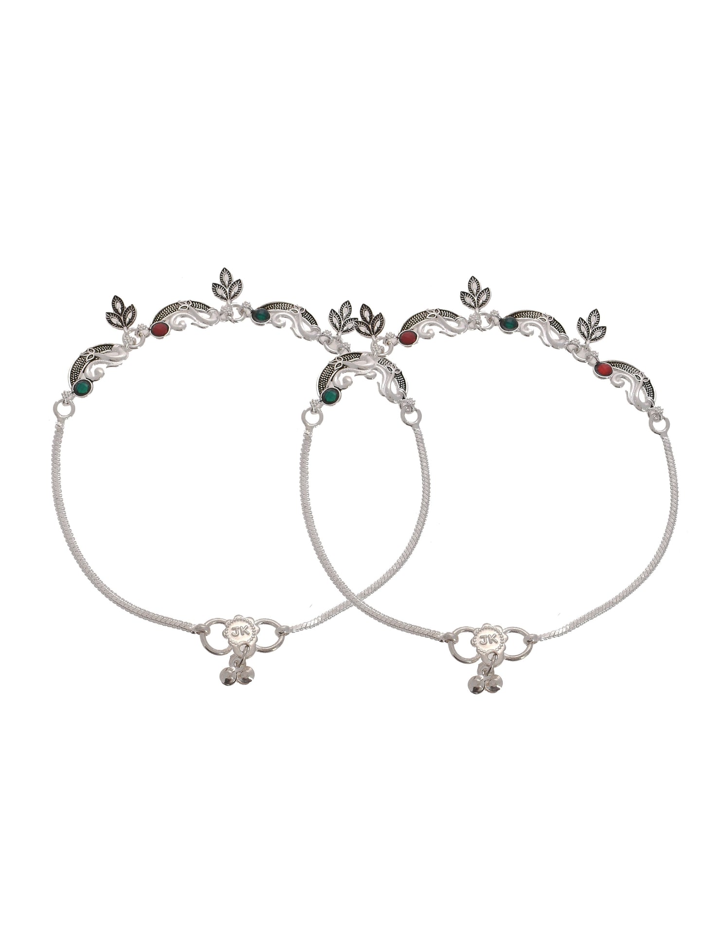 Set of 2 Silver Plated Handcrafted Anklet for Women