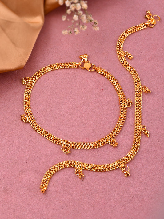 Gold Artificial Beads Enamelled Anklets for Women/girls Online