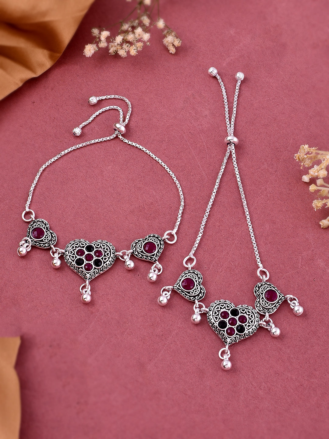 Silver-Plated Enamelled Anklets