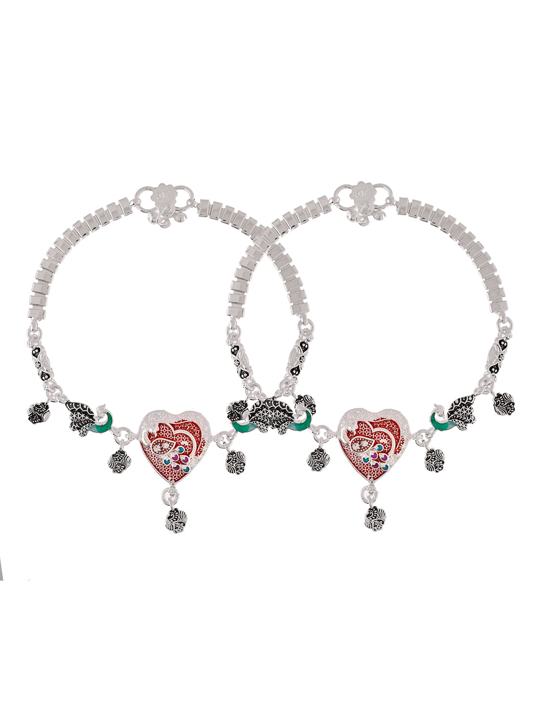 Silver-Plated Enamelled Anklets
