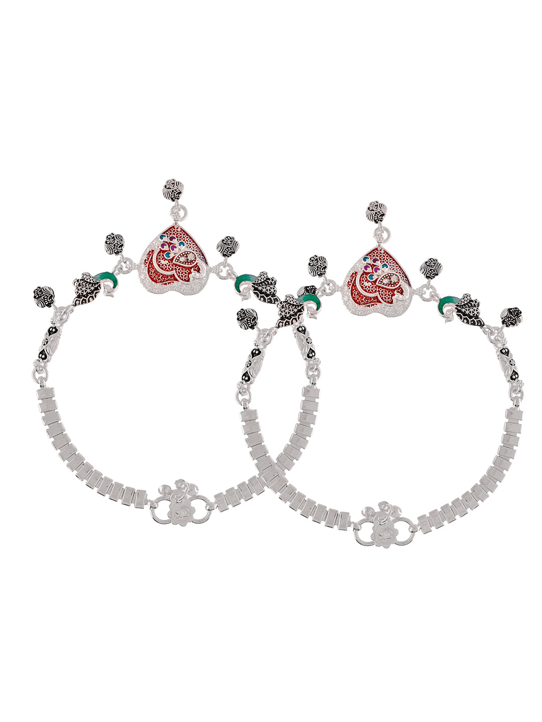 Silver-Plated Enamelled Anklets