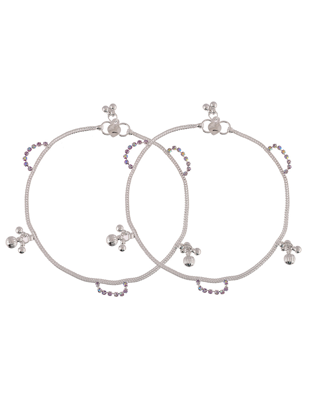 Silver Anklets with Floral Charms