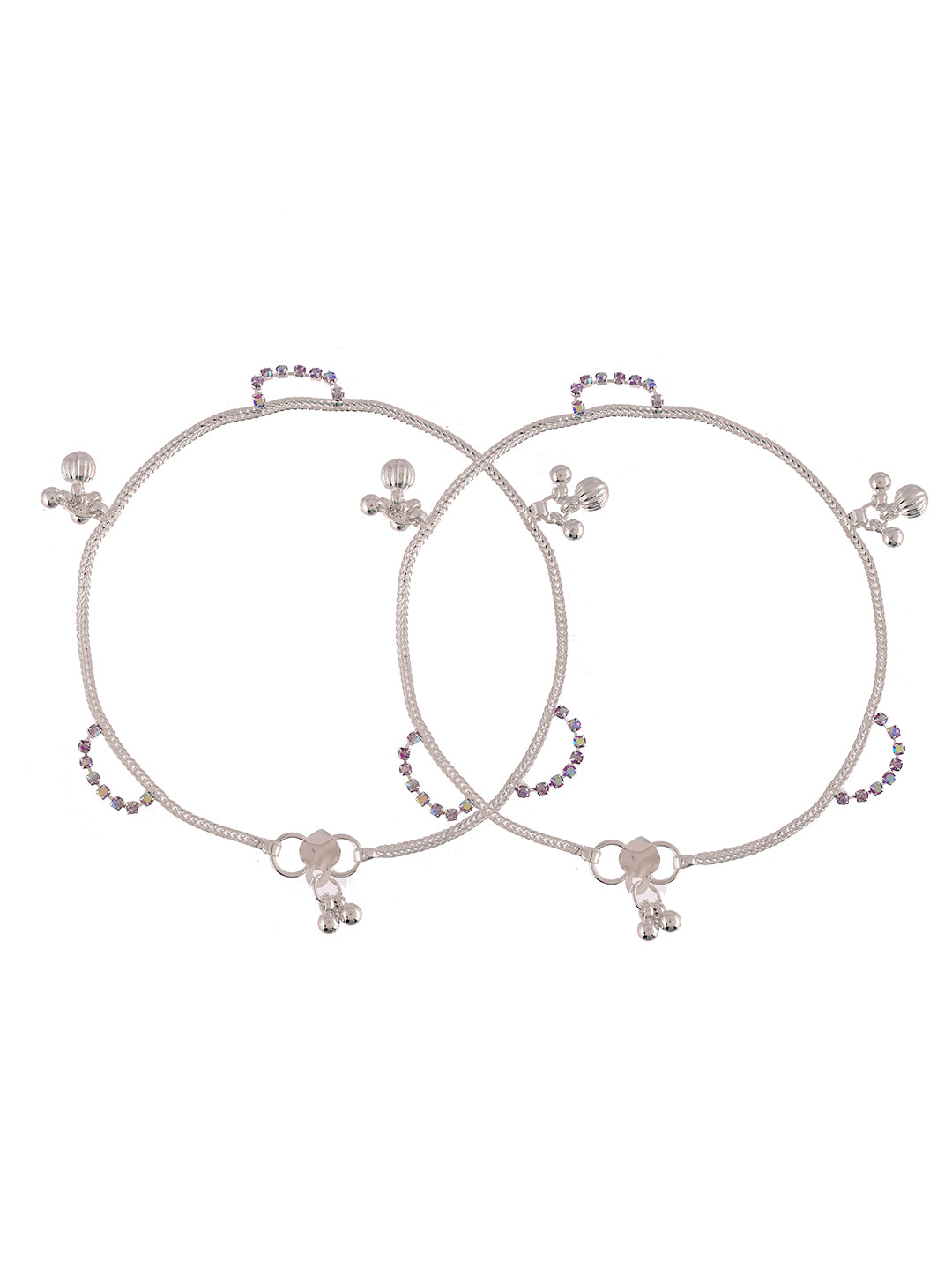 Silver Anklets with Floral Charms