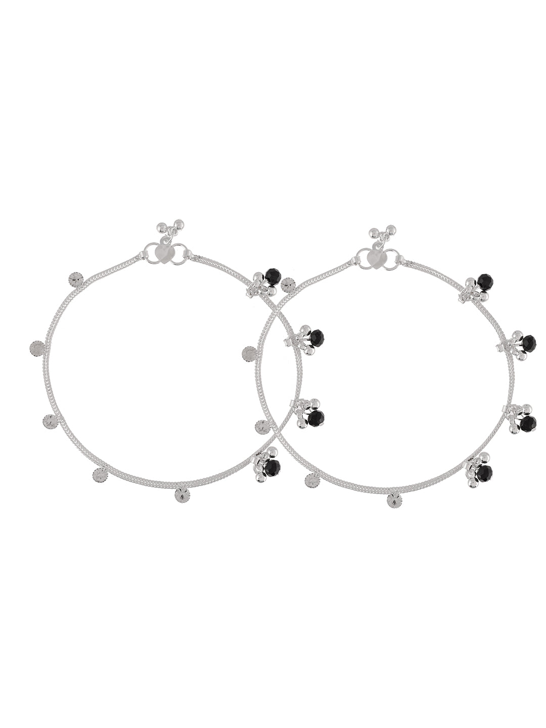 Silver-Plated Stone-Studded With Ghungroo Charms Anklets