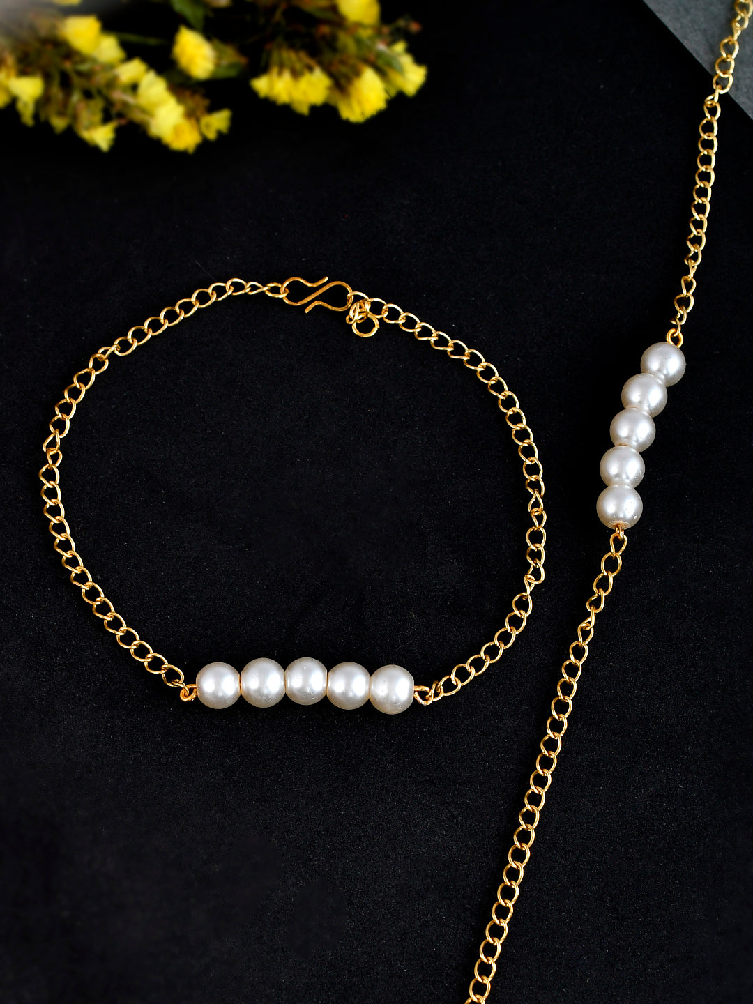 Gold Plated Pearl Anklet for women