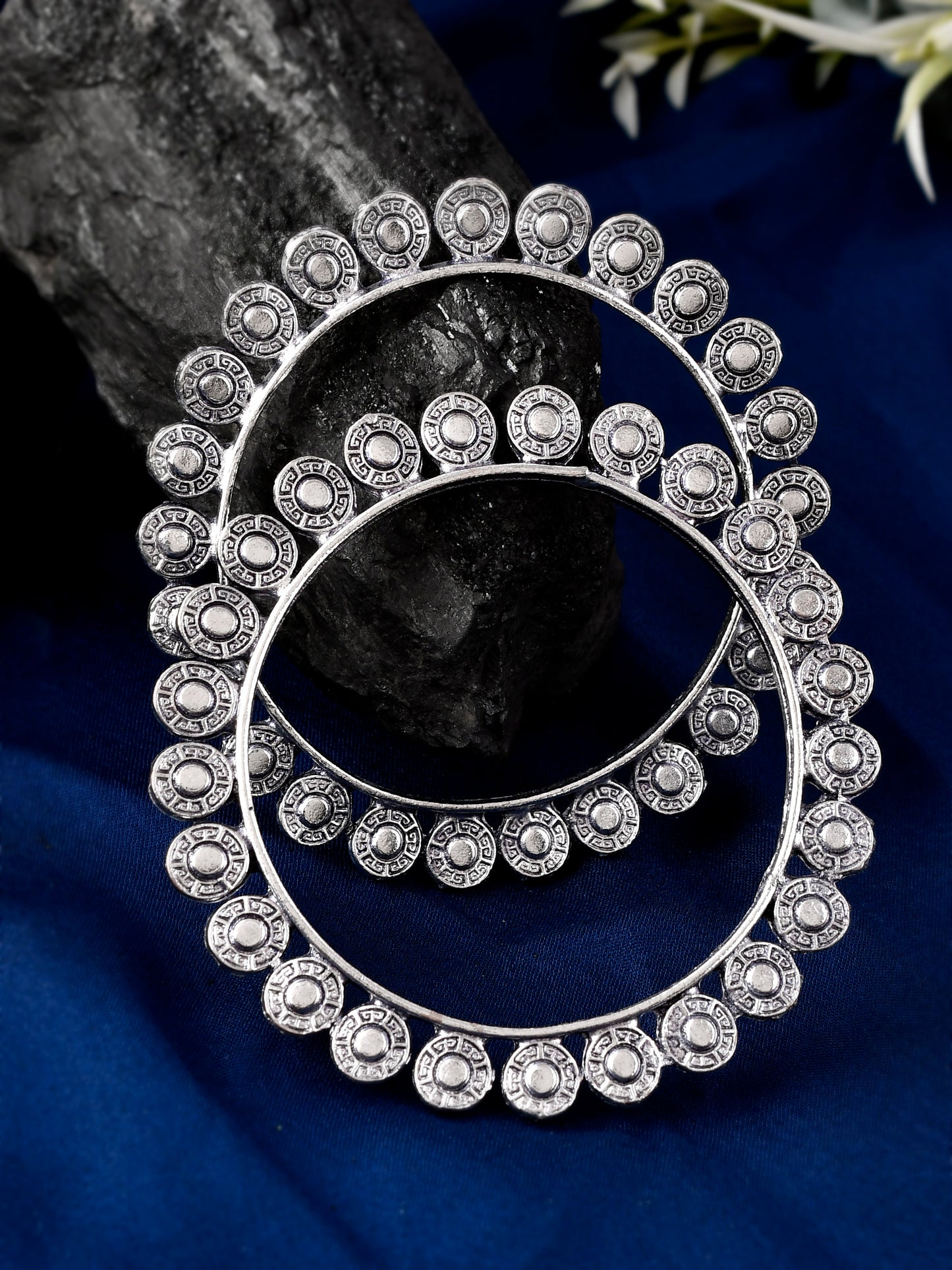 Silver Toned Oxidised Handcrafted Bangles For Women