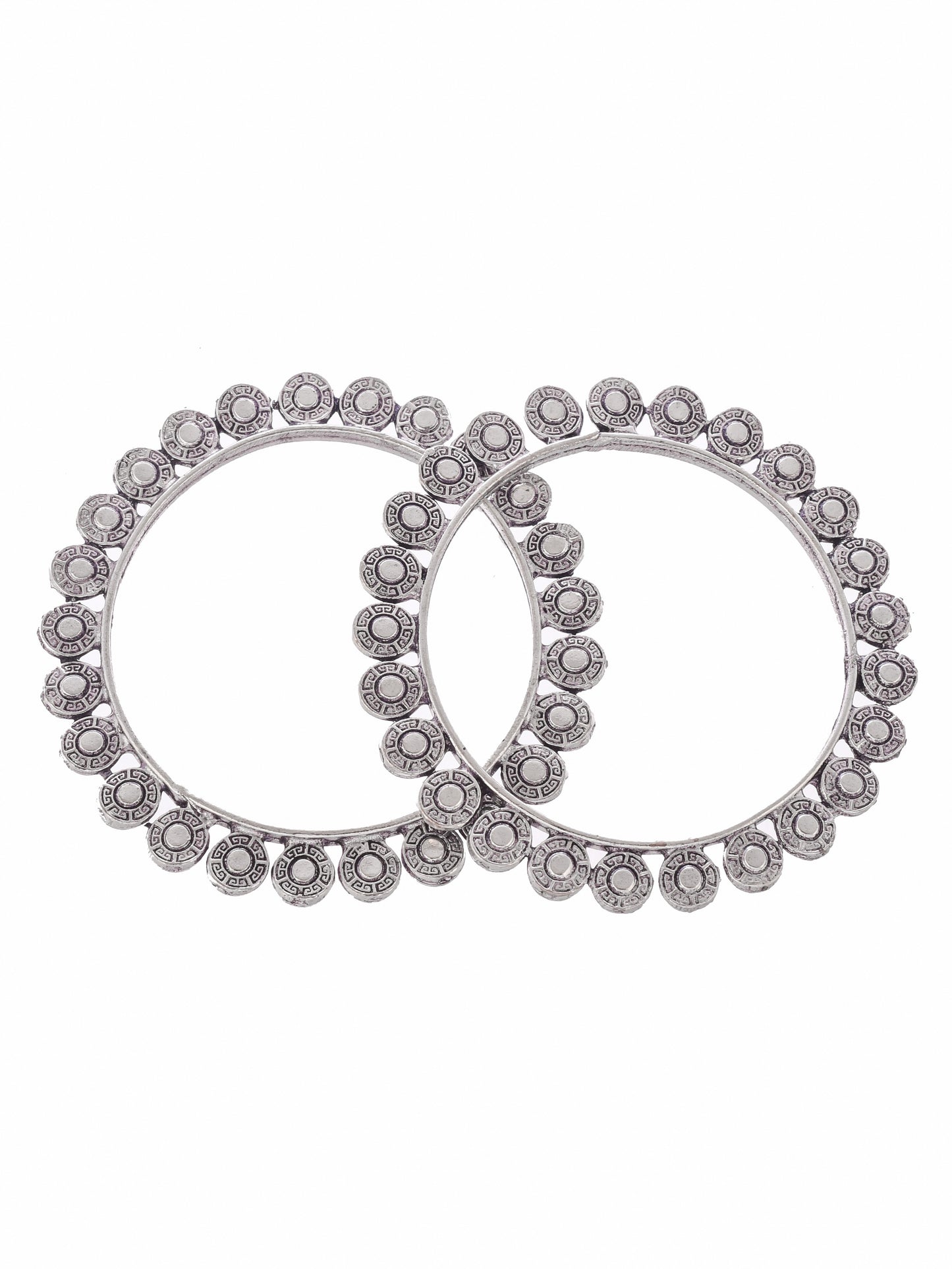 Silver Toned Oxidised Handcrafted Bangles For Women