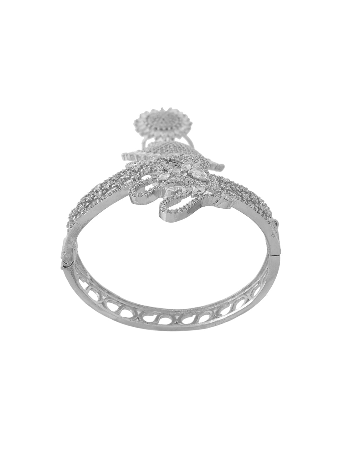 American Diamond Hathphool Bracelet for Women | Bridal Party Wear Bracelet With Ring