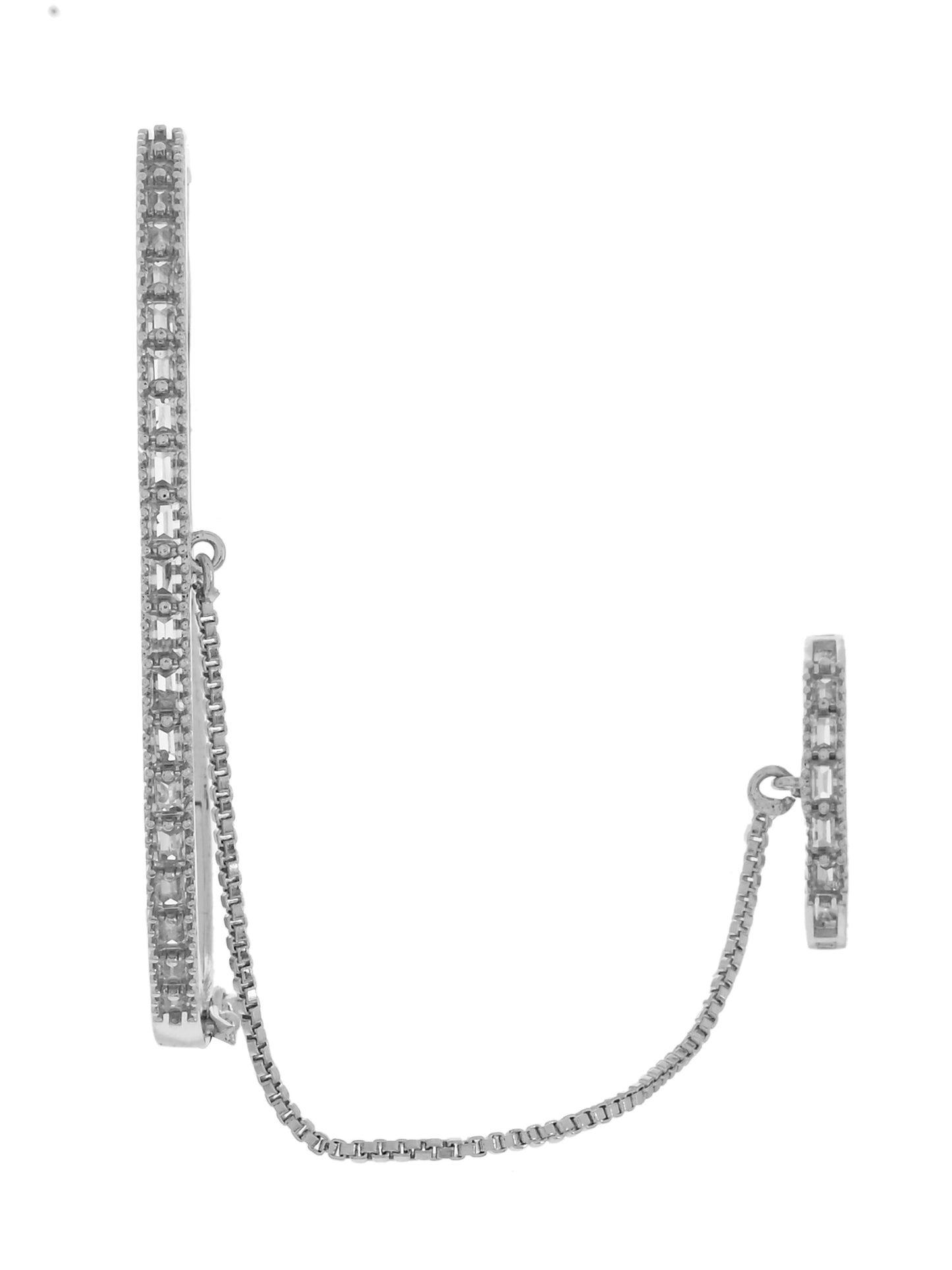 Silver Plated Hand Bracelet for Women | American Diamond Haathphool Bracelet Ring Chain
