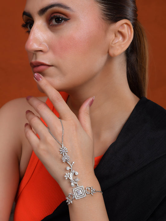 American Diamond Haathphool Bracelet for Women | Adjustable Hand Harness Bracelet