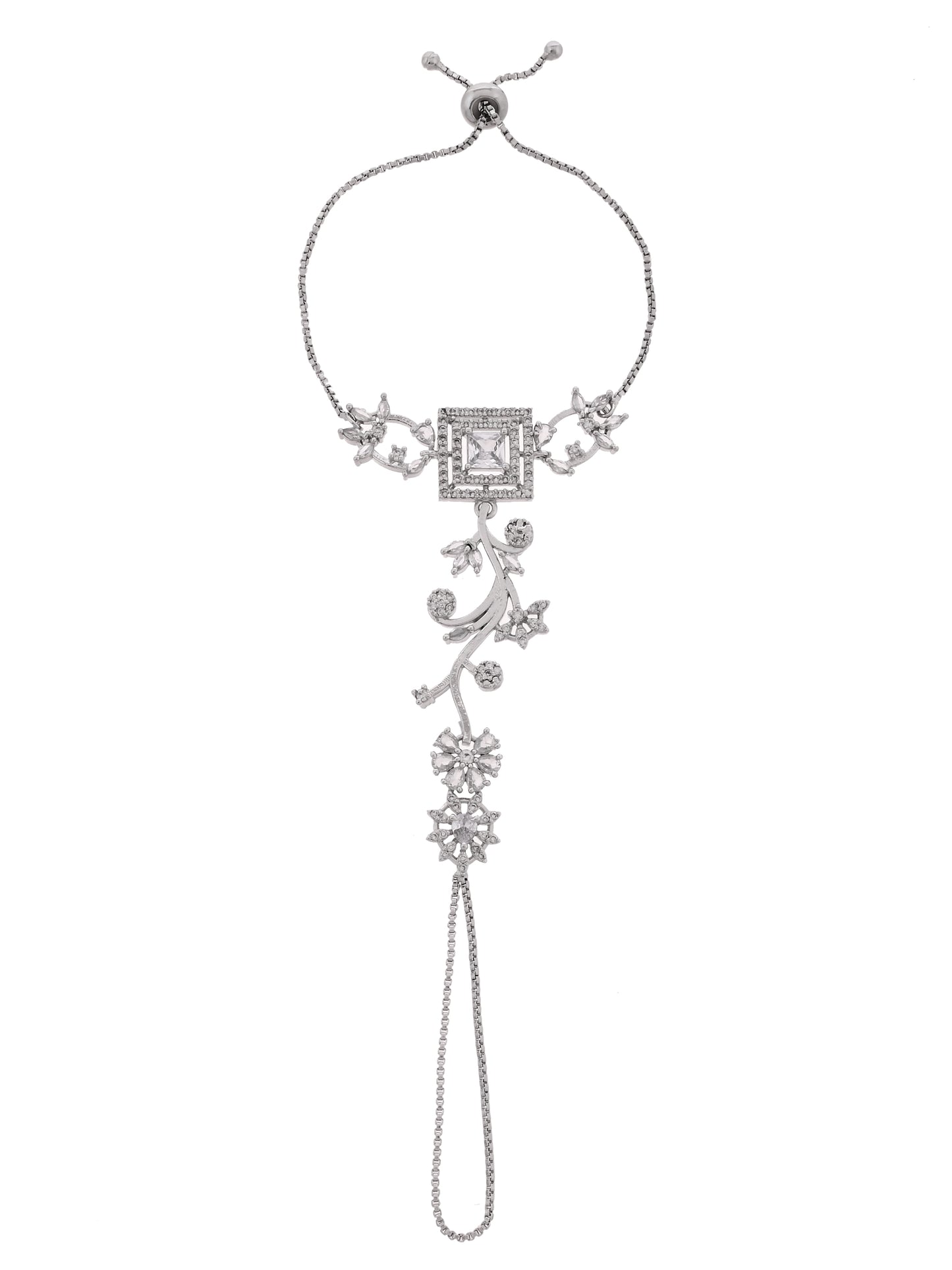 American Diamond Haathphool Bracelet for Women | Adjustable Hand Harness Bracelet