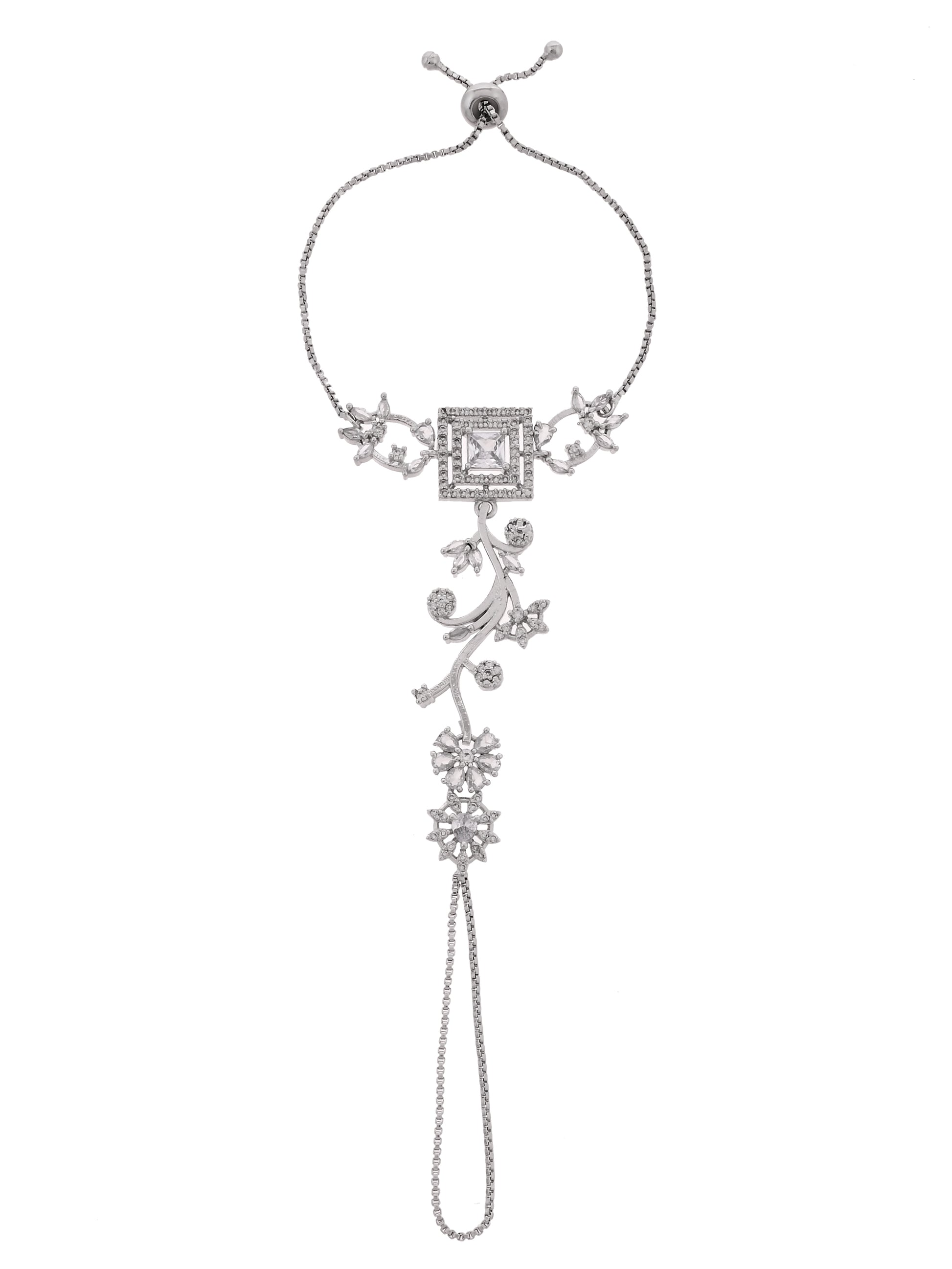American Diamond Haathphool Bracelet for Women | Adjustable Hand Harness Bracelet