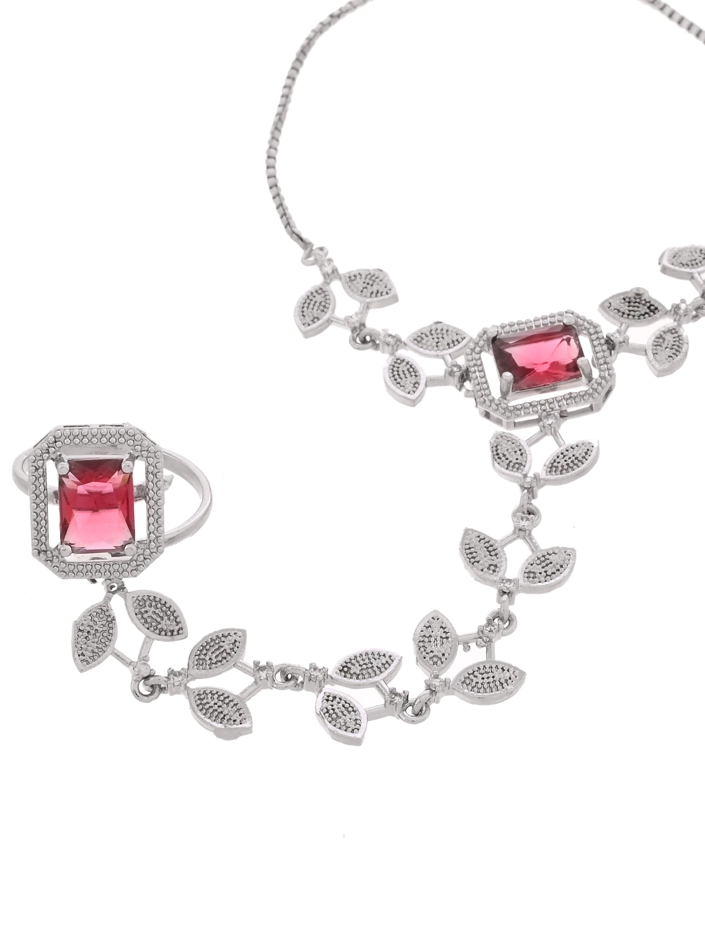 Red Stone Hathphool Bracelet for Women | Adjustable Hand Harness Bracelet