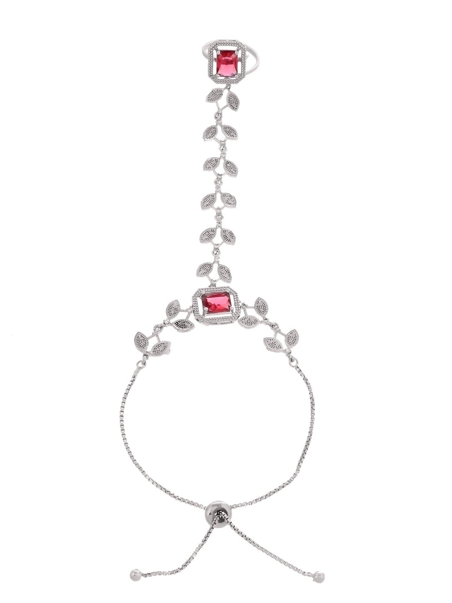 Red Stone Hathphool Bracelet for Women | Adjustable Hand Harness Bracelet