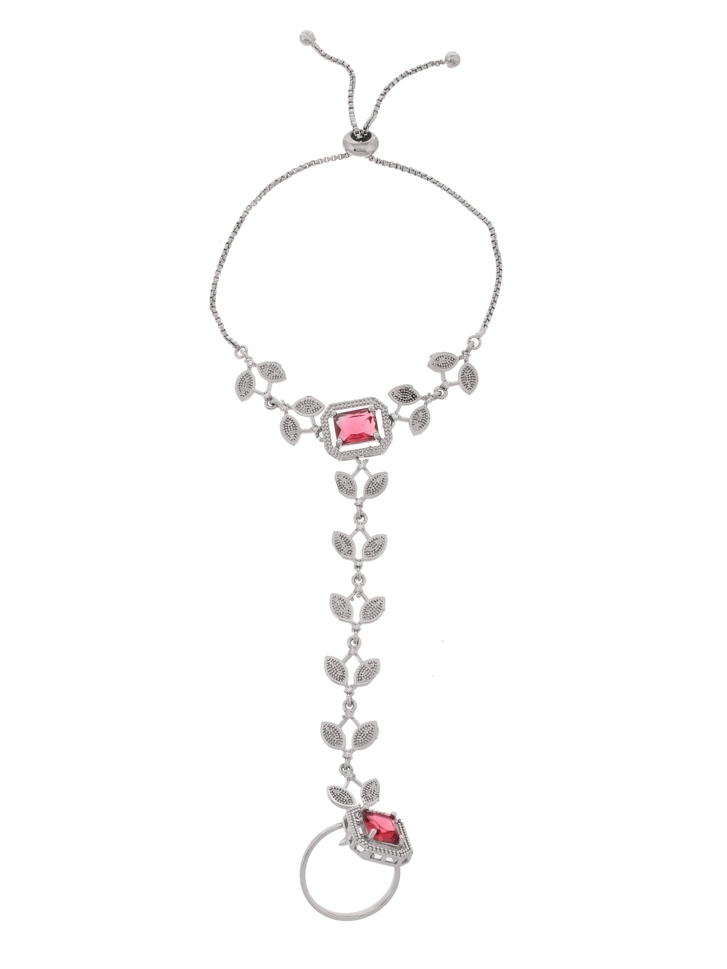 Red Stone Hathphool Bracelet for Women | Adjustable Hand Harness Bracelet