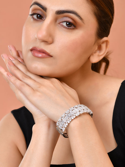 American Diamond Bangle Bracelet for Women | CZ Stone Kada | Party Wear Wedding Bracelet