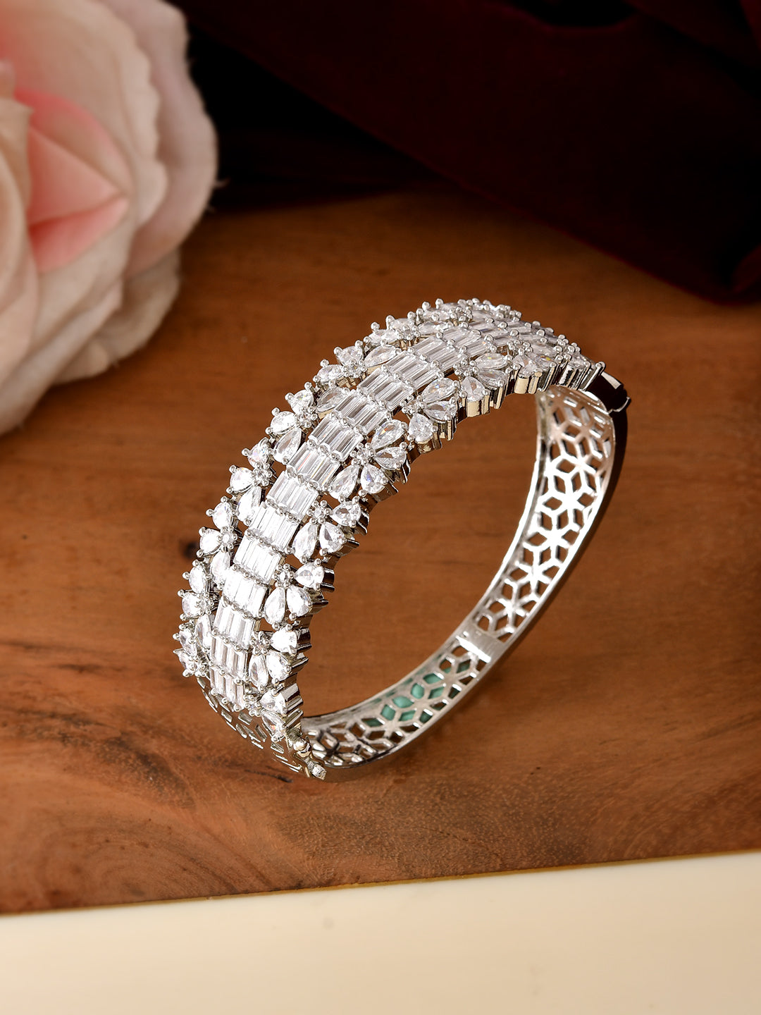 American Diamond Bangle Bracelet for Women | CZ Stone Kada | Party Wear Wedding Bracelet