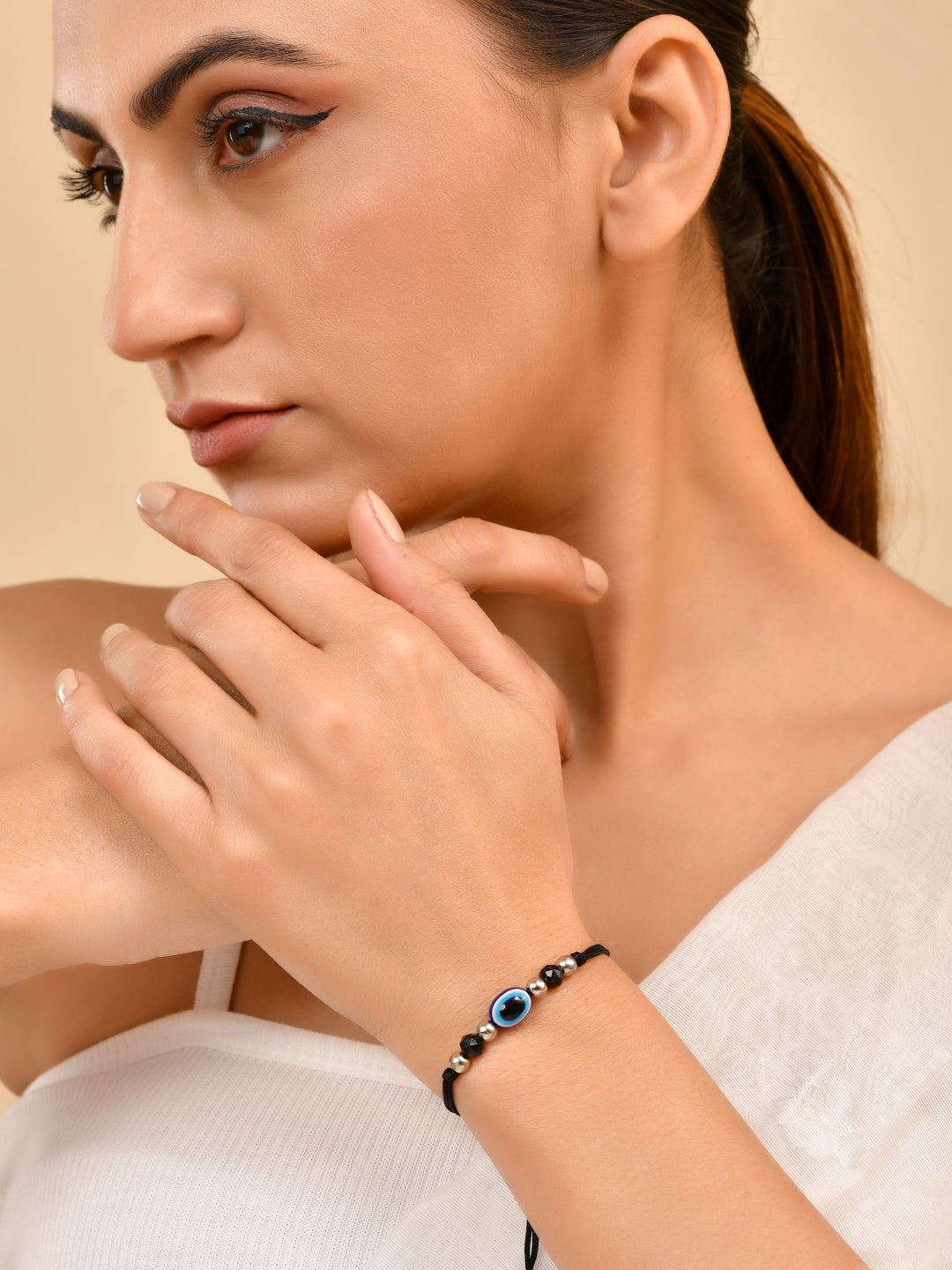 Blue Evil Eye Adjustable Black Thread Bracelet For Women | Protection Bracelet For Women