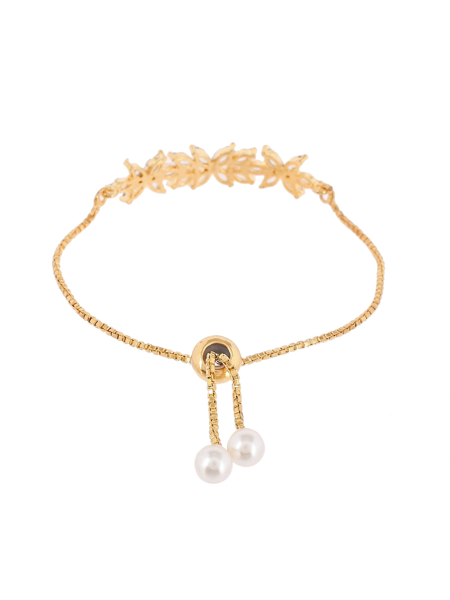 Floral American diamond gold plated bracelet
