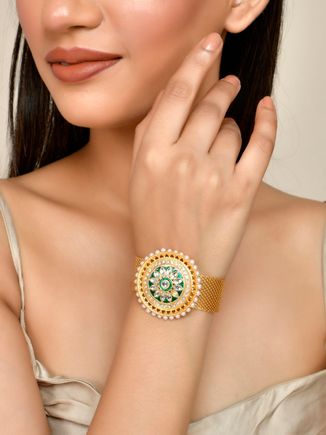 Kundan bracelet clearance with ring