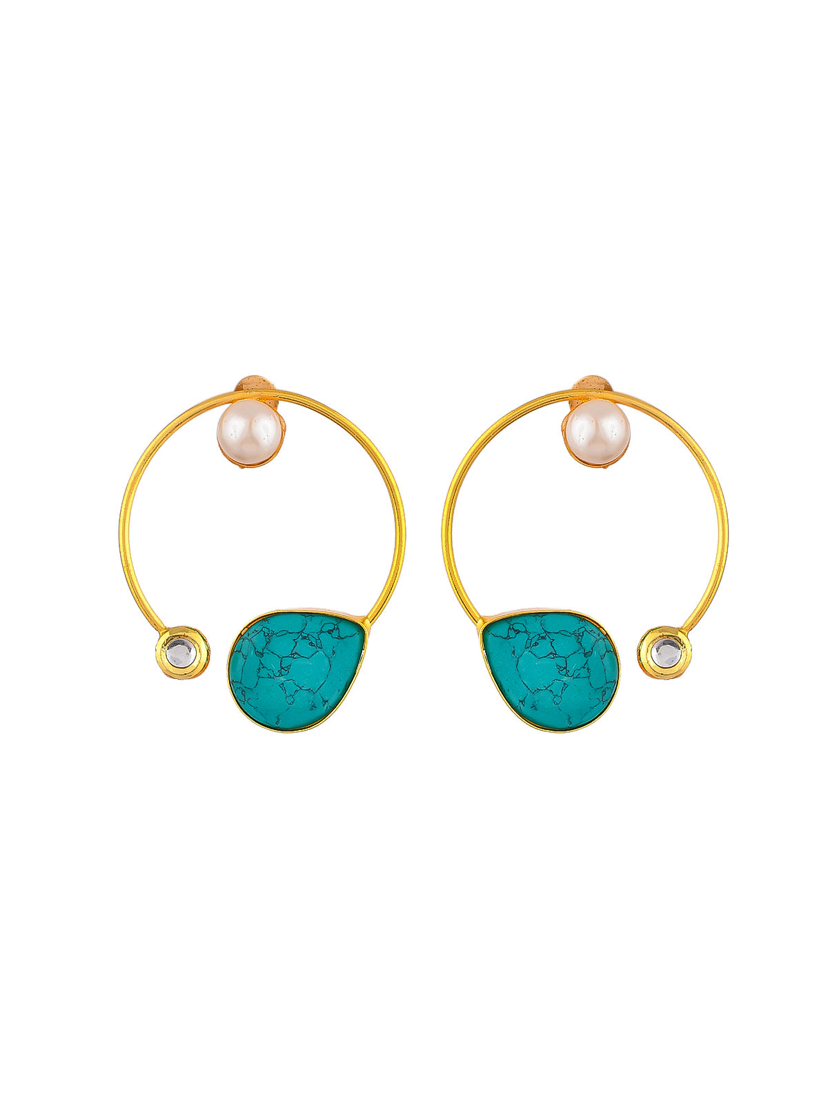 Gold Plated Turquoise Hoop Earrings