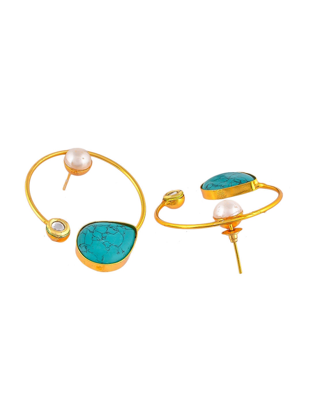 Gold Plated Turquoise Hoop Earrings