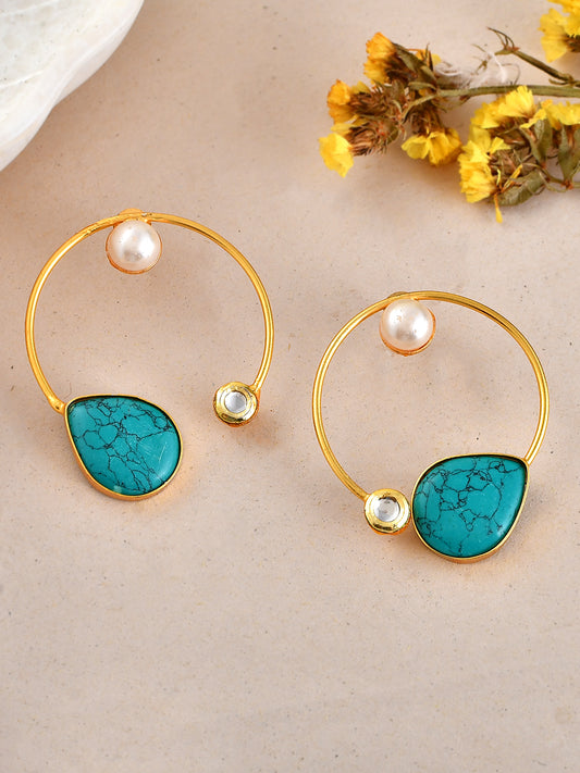 Gold Plated Turquoise Hoop Earrings for Women Online