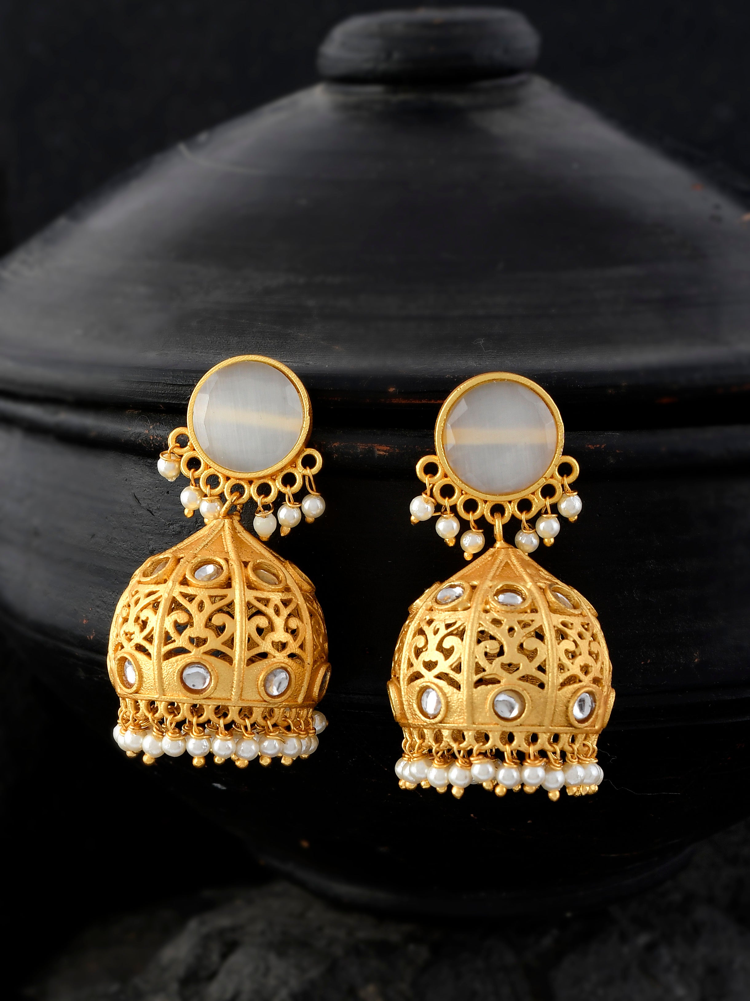 Victorian Big Jhumka Earrings For Women – Gehna Shop