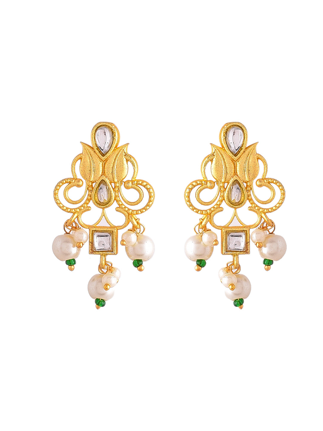 Gold Plated Handcrafted Kundan Stud Earrings