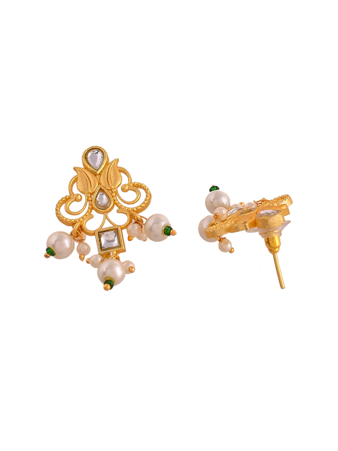 Gold Plated Handcrafted Kundan Stud Earrings