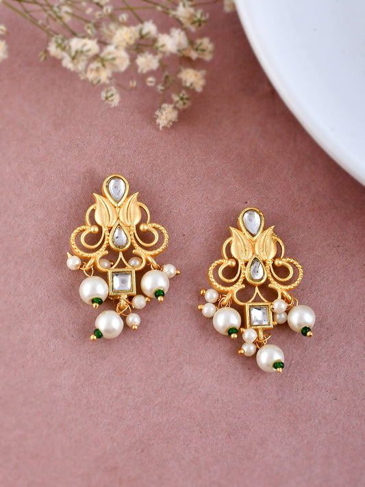 Gold Plated Handcrafted Kundan Stud Earrings for Women Online