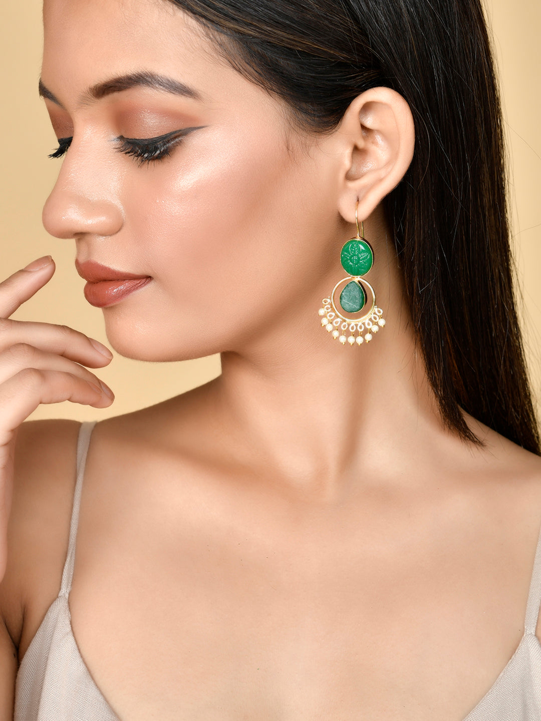 Gold Plated Handcrafted Stone Earrings