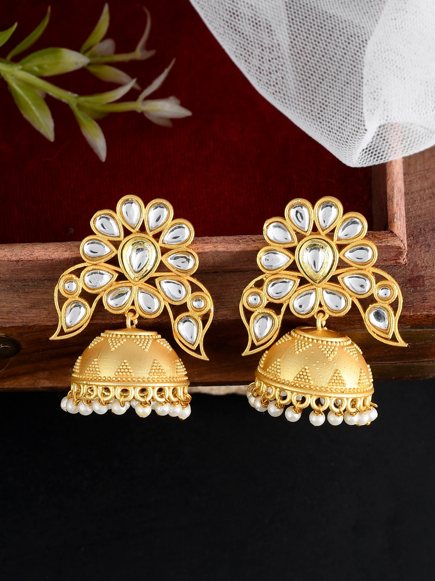 Kundan Ethnic Traditional Jhumka Earrings
